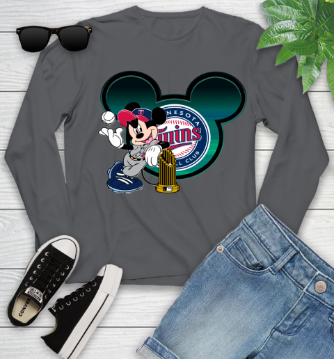 MLB Minnesota Twins The Commissioner's Trophy Mickey Mouse Disney Youth Long Sleeve 8