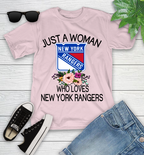 NHL Just A Woman Who Loves New York Rangers Hockey Sports Youth T-Shirt 7