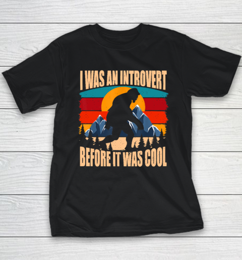 Bigfoot Sasquatch Vintage Retro Sunset Introvert Youth T-Shirt