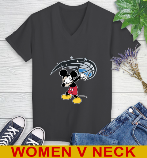 Orlando Magic NBA Basketball Dabbing Mickey Disney Sports Women's V-Neck T-Shirt 9