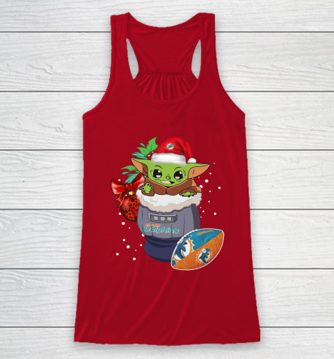 Miami Dolphins Christmas Baby Yoda Star Wars Funny Happy NFL Racerback Tank 5