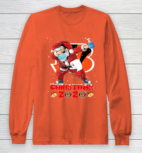 Cincinnati Bengals Funny Santa Claus Dabbing Christmas 2020 NFL Long Sleeve T-Shirt 3