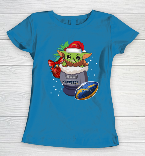 Los Angeles Chargers Christmas Baby Yoda Star Wars Funny Happy NFL Women's T-Shirt 7
