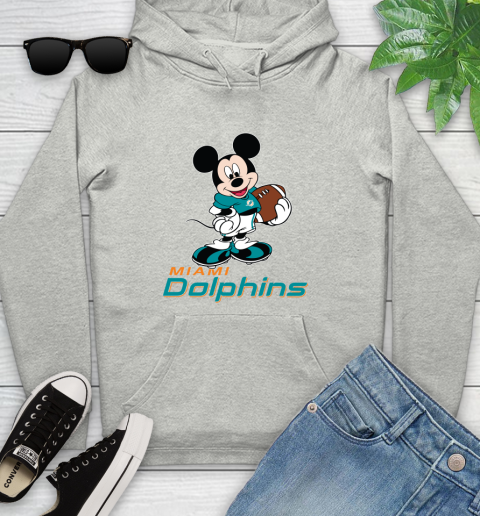 NFL Football Miami Dolphins Cheerful Mickey Mouse Shirt Youth Hoodie 2