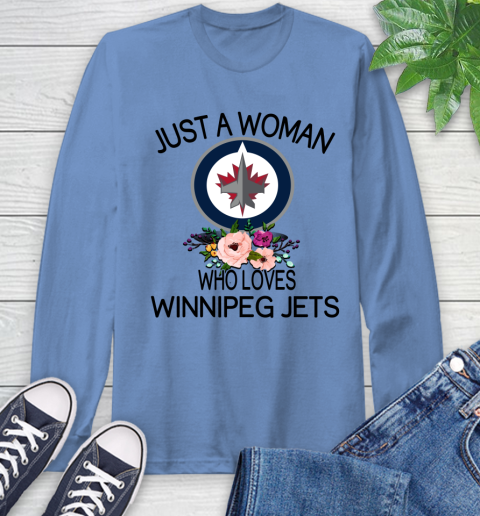 NHL Just A Woman Who Loves Winnipeg Jets Hockey Sports Long Sleeve T-Shirt 10