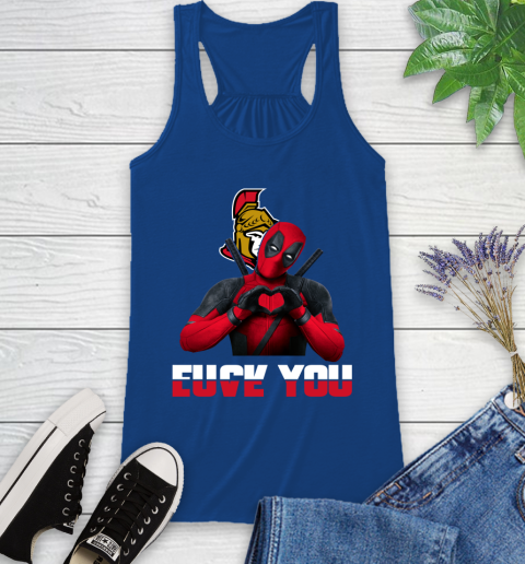 NHL Ottawa Senators Deadpool Love You Fuck You Hockey Sports Racerback Tank 8