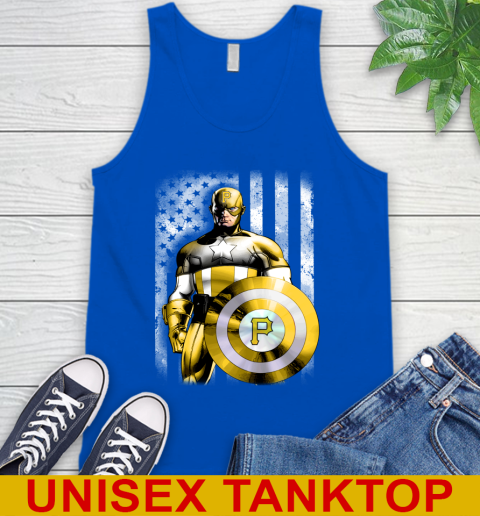 Pittsburgh Pirates MLB Baseball Captain America Marvel Avengers American Flag Shirt Tank Top 4