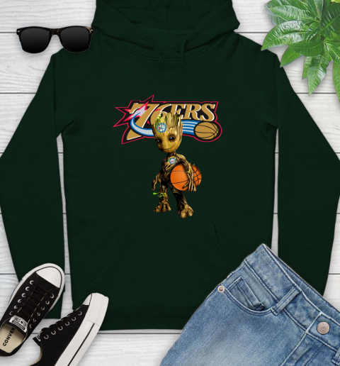 Philadelphia 76ers NBA Basketball Groot Marvel Guardians Of The Galaxy Youth Hoodie 13