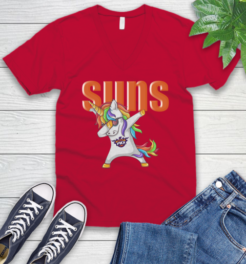 Phoenix Suns NBA Basketball Funny Unicorn Dabbing Sports V-Neck T-Shirt 8
