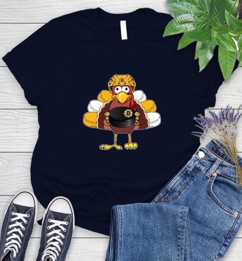 Boston Bruins Turkey Thanksgiving Day Women's T-Shirt 3