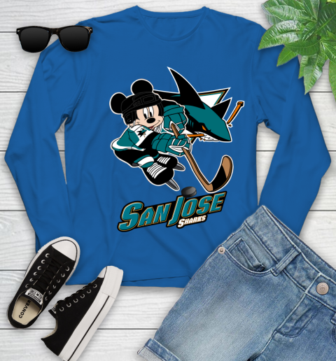 NHL San Jose Sharks Mickey Mouse Disney Hockey T Shirt Youth Long Sleeve 9