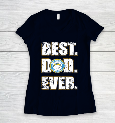 NFL Los Angeles Chargers Football Best Dad Ever Family Shirt Women's V-Neck T-Shirt 2