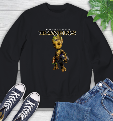 Baltimore Ravens NFL Football Groot Marvel Guardians Of The Galaxy Sweatshirt 2