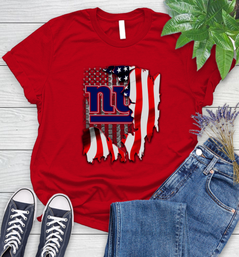 New York Giants NFL Football American Flag Women's T-Shirt 13