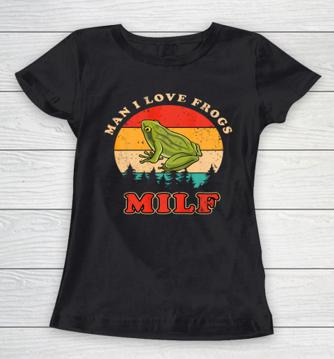 MILF Man I Love Frogs Funny Retro Frog Women's T-Shirt