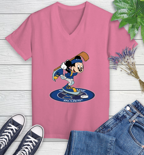 NHL Hockey St.Louis Blues Cheerful Mickey Disney Shirt Women's V-Neck T-Shirt 11