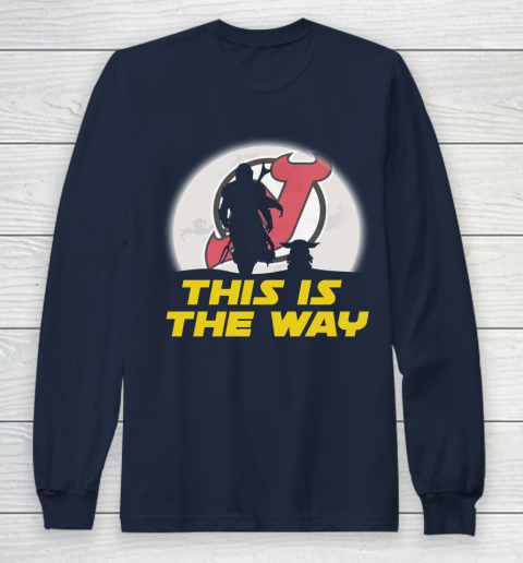 New Jersey Devils NHL Ice Hockey Star Wars Yoda And Mandalorian This Is The Way Long Sleeve T-Shirt 2