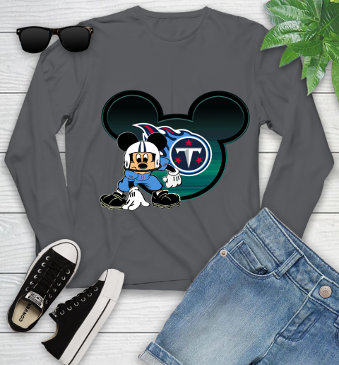 NFL Tennessee Titans Mickey Mouse Disney Football T Shirt Youth Long Sleeve 8