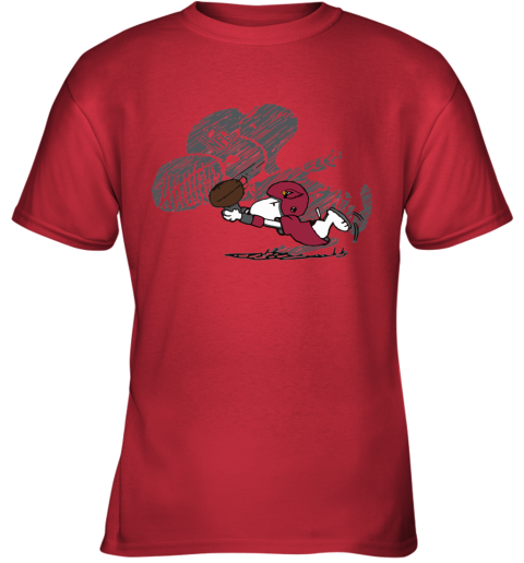 Arizona Cardinals Snoopy Plays The Football Game Youth T-Shirt