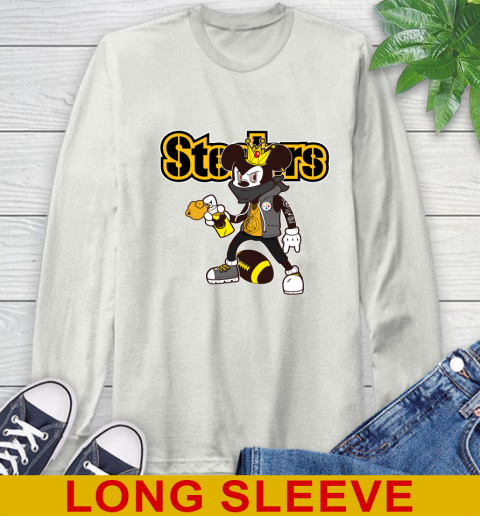 Pittsburgh Steelers NFL Football Mickey Peace Sign Sports Long Sleeve T-Shirt 12