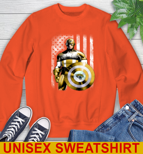 Jacksonville Jaguars NFL Football Captain America Marvel Avengers American Flag Shirt Sweatshirt 3