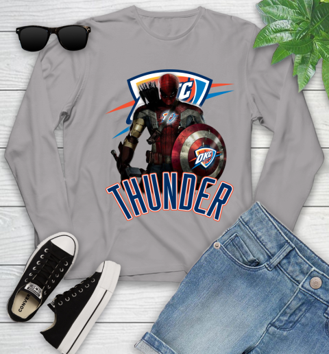 Oklahoma City Thunder NBA Basketball Captain America Thor Spider Man Hawkeye Avengers Youth Long Sleeve 5