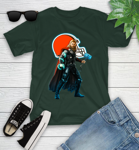 NFL Thor Avengers Endgame Football Cleveland Browns Youth T-Shirt 5