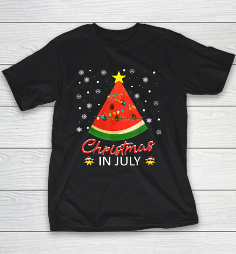 Watermelon Christmas Tree Christmas In July Summer Vacation Youth T-Shirt