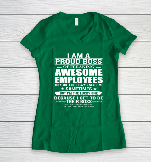 I Am A Proud Boss Of Freaking Awesome Employees Women's V-Neck T-Shirt 3