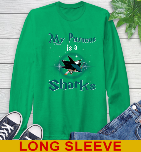 NHL Hockey Harry Potter My Patronus Is A San Jose Sharks Long Sleeve T-Shirt 8