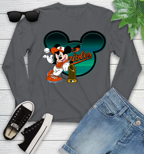 MLB Baltimore Orioles The Commissioner's Trophy Mickey Mouse Disney Youth Long Sleeve 8