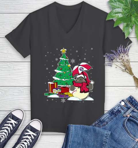 Minnesota Twins MLB Baseball Cute Tonari No Totoro Christmas Sports Women's V-Neck T-Shirt 8