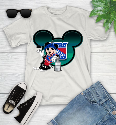 NHL New York Rangers Stanley Cup Mickey Mouse Disney Hockey T Shirt Youth T-Shirt 12
