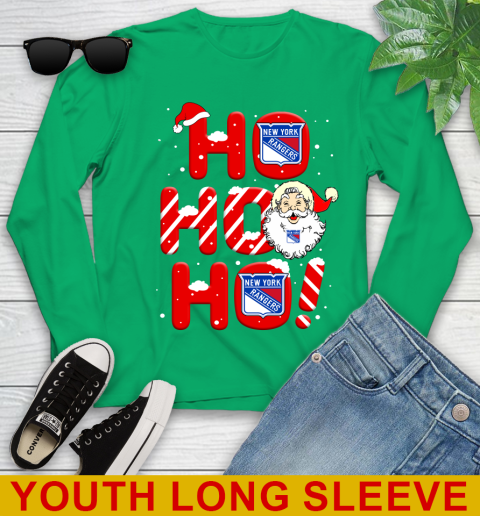 New York Rangers NHL Hockey Ho Ho Ho Santa Claus Merry Christmas Shirt Youth Long Sleeve 7