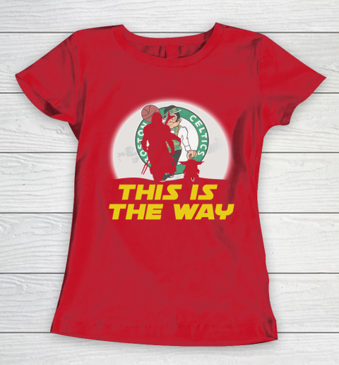 Boston Celtics NBA Basketball Star Wars Yoda And Mandalorian This Is The Way Women's T-Shirt 9