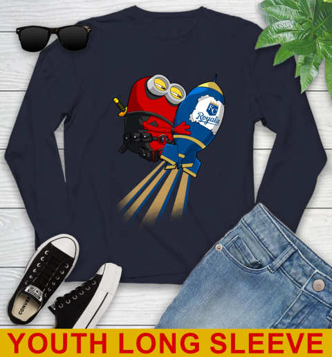 MLB Baseball Kansas City Royals Deadpool Minion Marvel Shirt Youth Long Sleeve 2