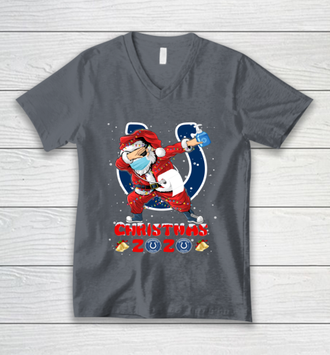 Indianapolis Colts Funny Santa Claus Dabbing Christmas 2020 NFL V-Neck T-Shirt 4