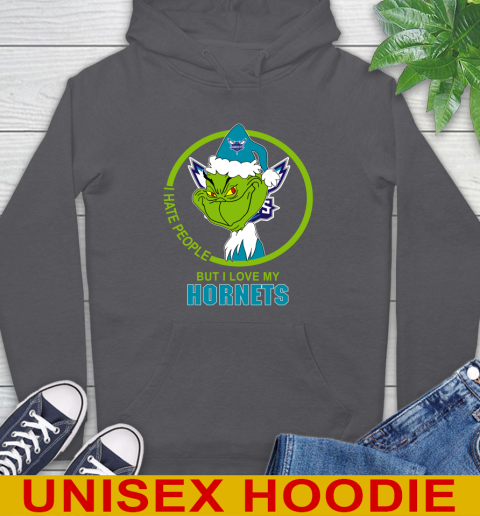 Charlotte Hornets NBA Christmas Grinch I Hate People But I Love My Favorite Basketball Team Hoodie 7