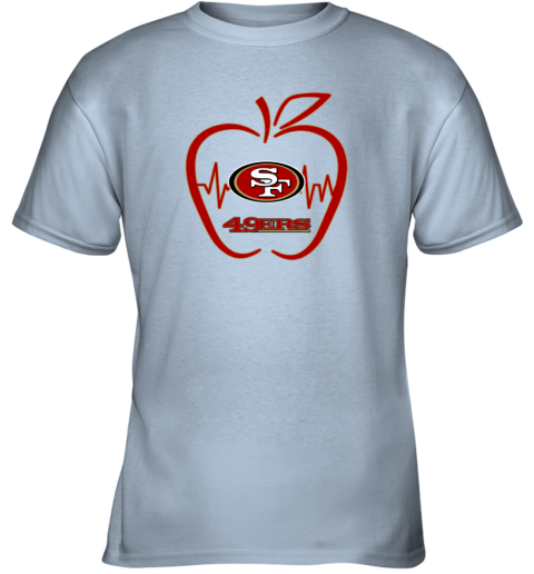 Apple Heartbeat Teacher Symbol San Francisco 49ers Long Sleeve T-Shirt 