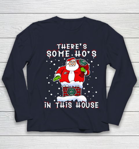 Dallas Stars Christmas There Is Some Hos In This House Santa Stuck In The Chimney NHL Youth Long Sleeve 2