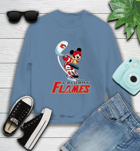 NHL Hockey Calgary Flames Cheerful Mickey Mouse Shirt Sweatshirt 8