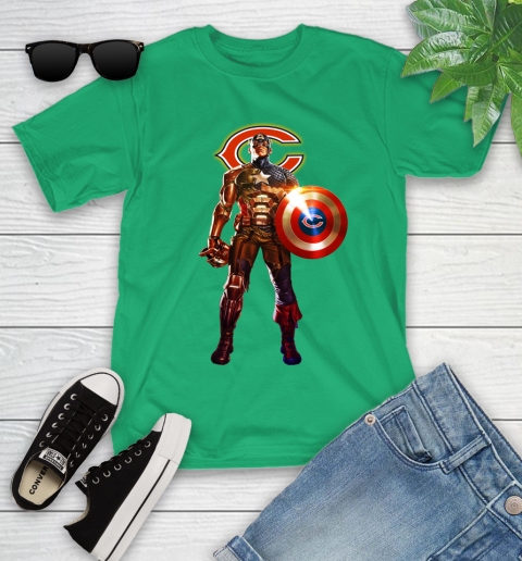 NFL Captain America Marvel Avengers Endgame Football Sports Chicago Bears Youth T-Shirt 6