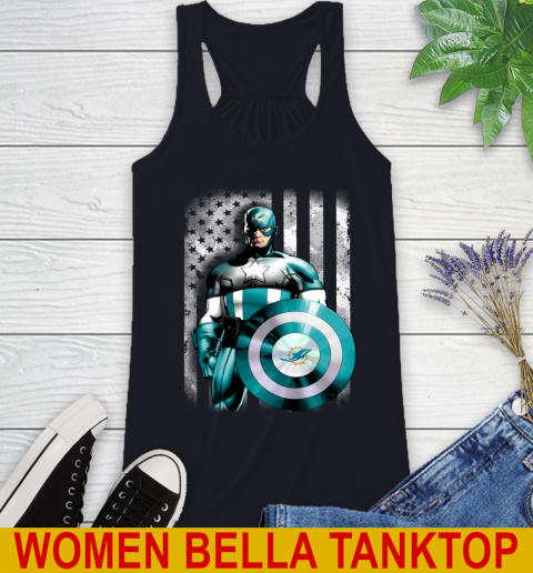 Miami Dolphins NFL Football Captain America Marvel Avengers American Flag Shirt Racerback Tank 8