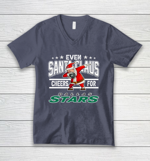 Dallas Stars Even Santa Claus Cheers For Christmas NHL V-Neck T-Shirt 7