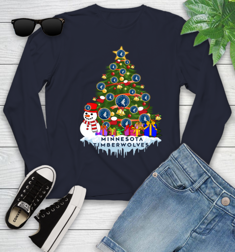 Minnesota Timberwolves Merry Christmas NBA Basketball Sports Youth Long Sleeve 3
