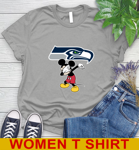 Seattle Seahawks NFL Football Dabbing Mickey Disney Sports Women's T-Shirt - Image 12