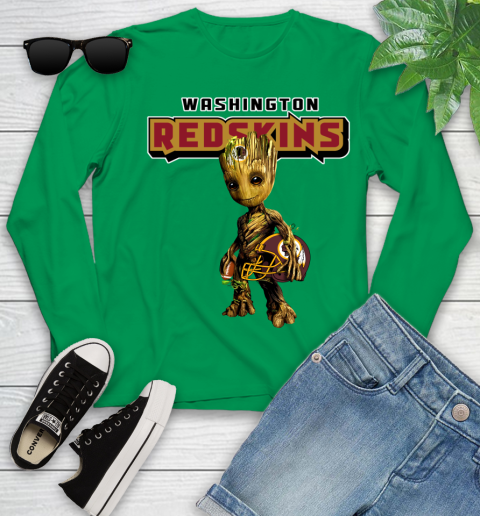 Washington Redskins NFL Football Groot Marvel Guardians Of The Galaxy Youth Long Sleeve 6