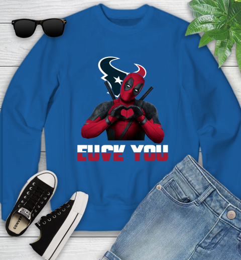 NHL Houston Texans Deadpool Love You Fuck You Football Sports Youth Sweatshirt 7