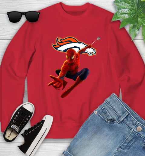 NFL Spider Man Avengers Endgame Football Denver Broncos Youth Sweatshirt 9