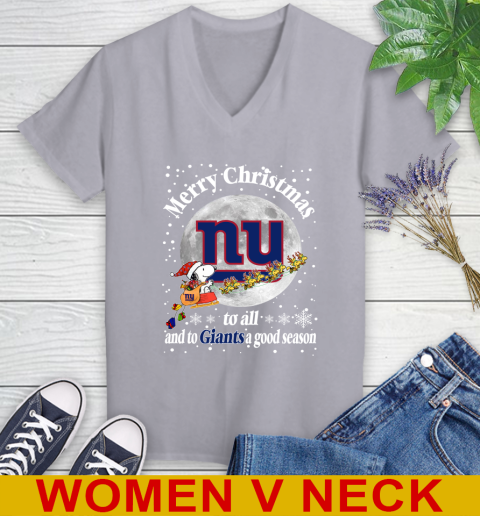 New York Giants Merry Christmas To All And To Giants A Good Season NFL Football Sports Women's V-Neck T-Shirt 4